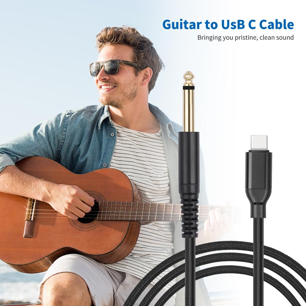 USB Type C к 6,35 мм 1/4 дюйма TS аудио интерфейсный кабель микрофонный шнур для записи гитары и создания музыки