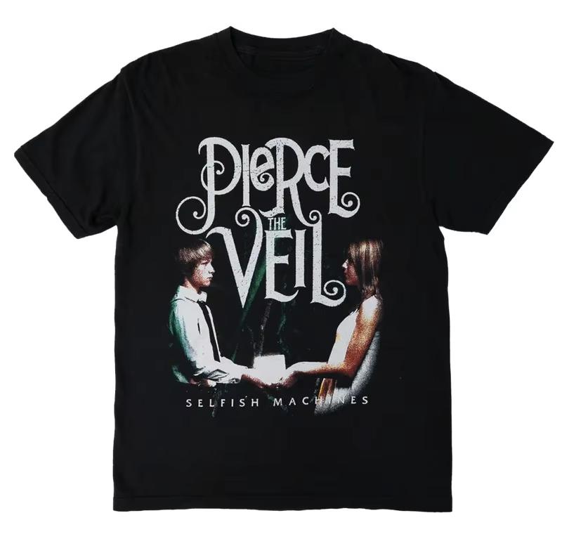 Футболка Pierce The Veil Selfish Machines с коротким рукавом, черная, хлопковая, унисекс, летняя, для мужчин и женщин, в стиле стритвеар, повседневная, трендовая, в духе Y2K.