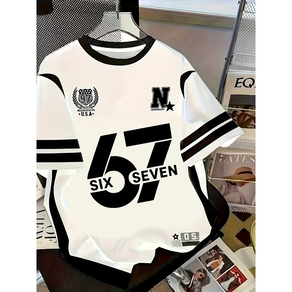 Детская футболка Летняя мода Цифра 67 Личность Американский Повседневный Цифровая печать Одежда для мальчиков Повседневная Девочка Футболки с коротким рукавом Топ