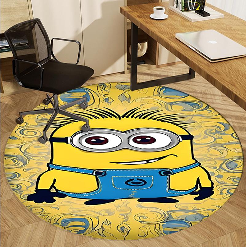 Minions Pattern Round Rug, Indoor/Outdoor Mat, for Picnic, Gameroom, Bedroom, Office, Living Room, Home Decor Carpet, Birthday Gift