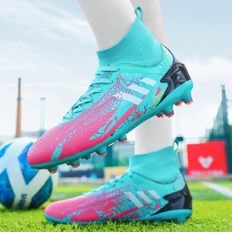 Новые бутсы с высоким верхом, мужские AG длинные шипы искусственный газон TF шиповки для тренировок детские мужские и женские кроссовки