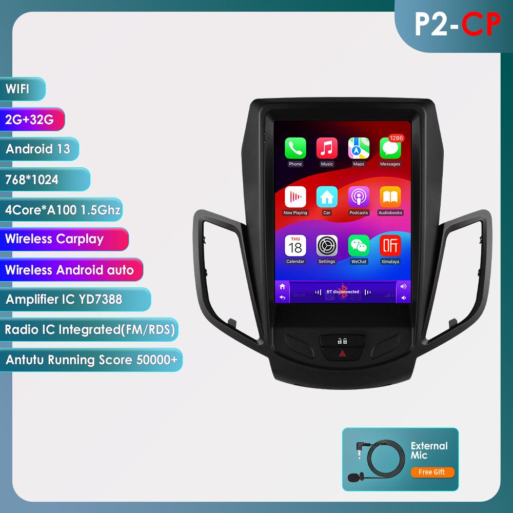 OSSURET 9,7-дюймовый экран QLED 2din Android автомобильный радиоприемник мультимедиа видеоплеер для Ford Fiesta 2009 - 2017 GPS Navi Carplay Auto 4G LTE RDS AI Bluetooth