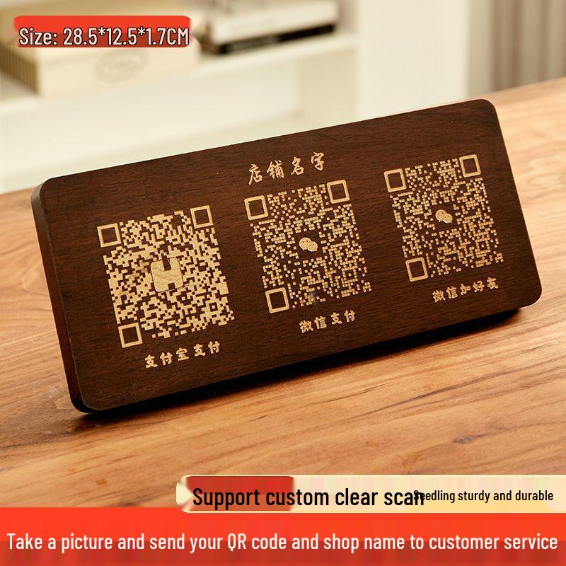 Custom Wooden QR Code Display Stand for Cashiers
