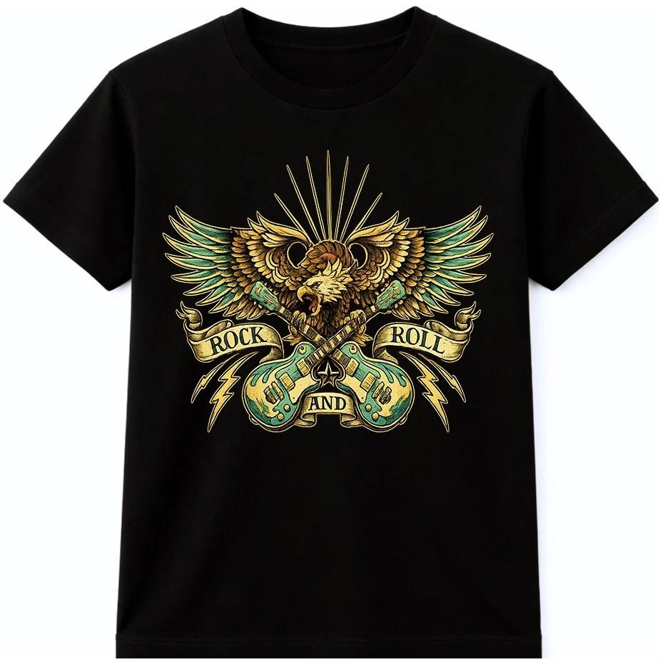 Eagle Guitar Wings T Shirt Rock N Roll Electric Guitar Music Graphic Tee