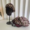 Grind Small Leather Standard Plaid Beret Girl Casual Sweet Literary Lady Fashion Star Anise Pumpkin Hat