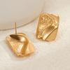 GEMCHIC Women's Geometric Square Gold Earrings Vintage Stainless Steel Studs 18K Plated Fashion Jewelry