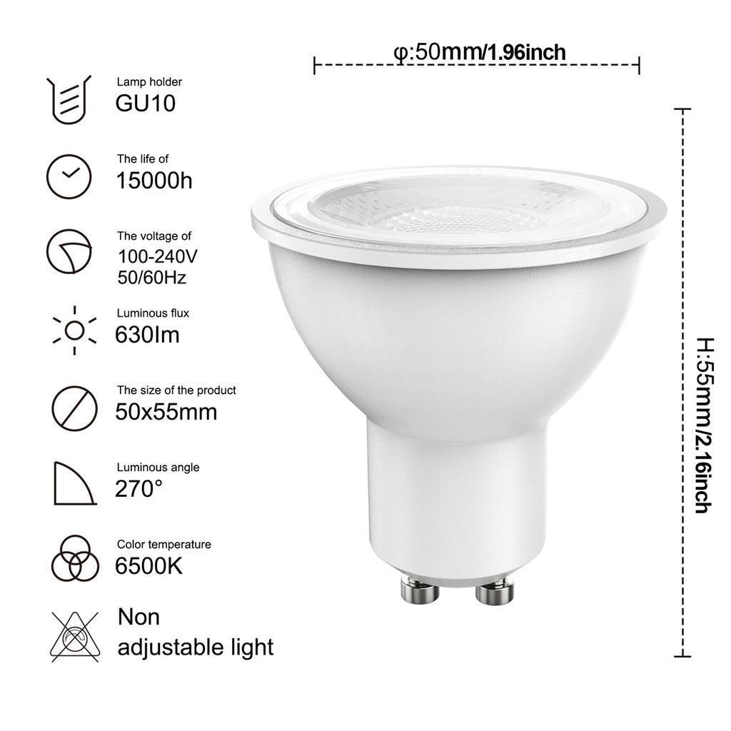 Светодиодные лампы 7W GU10, прожектор, для кухонь, спален, прихожих