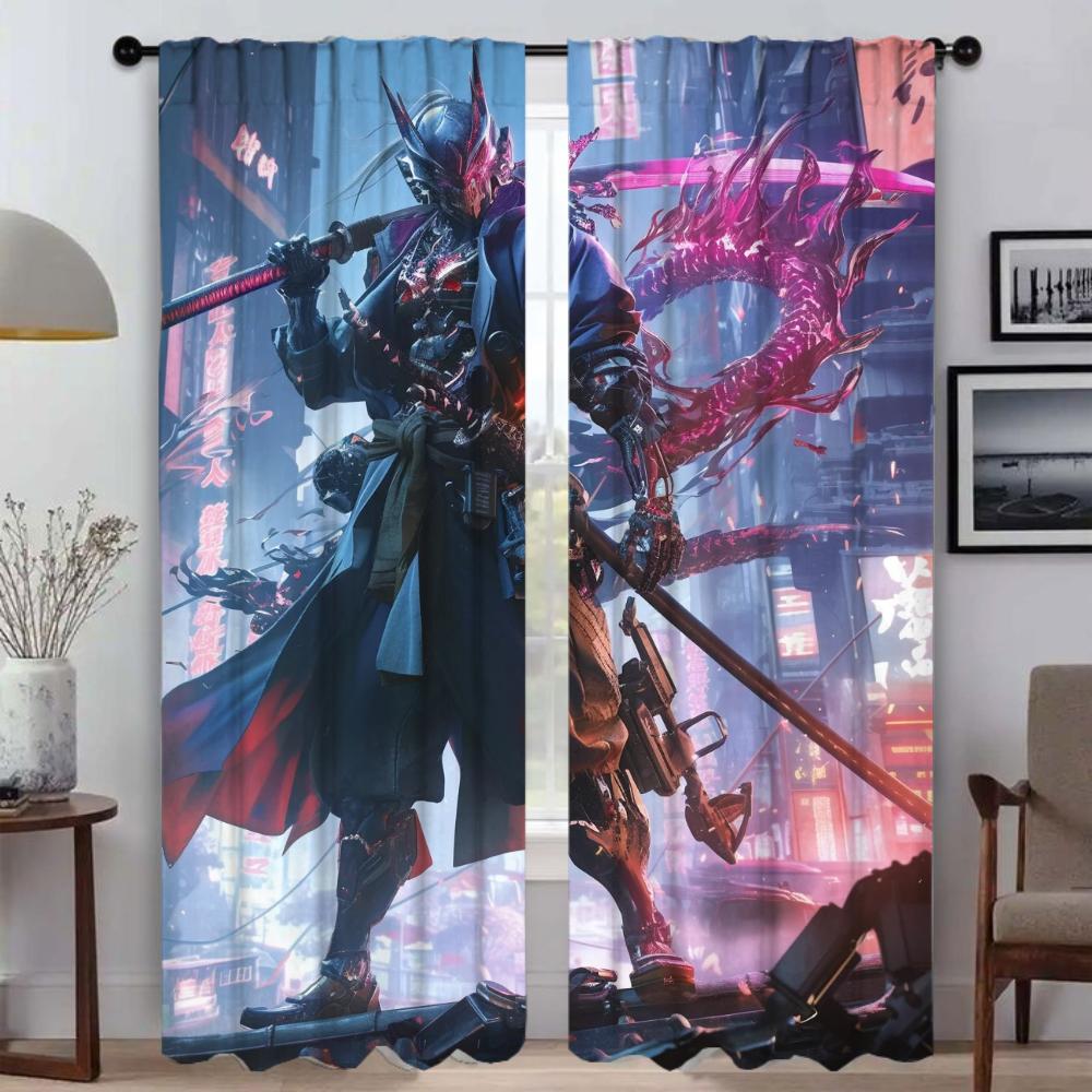 No Twin Ghost Flame Kitchen Curtains for Living Room Curtain Home Interior Curtains 2 Pieces Shades Tulle for Bedroom Partition