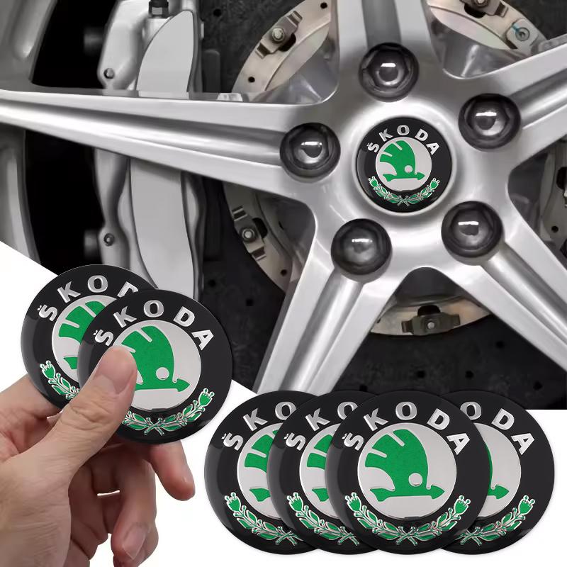 QPZF2 4PCS Car Wheel Hub Label Cupra Modification Wheel Hub Center Cover For Skoda Yeti Fabia Superb Octavia Scala Enyaq Rapid Kodiaq