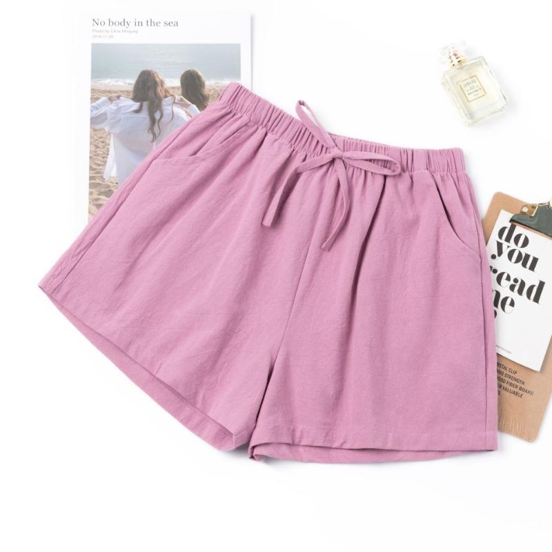 Spring and Summer New Cotton and Linen Shorts Women's Outer Wear Thin A- Shown Wide Leg High Waist Slimming Plus Size Loose Casual Shorts for Women