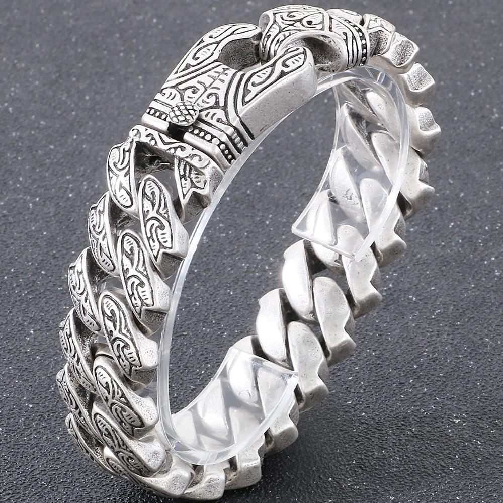 Крутой тяжелый браслет из цельной нержавеющей стали для мужчин, массивный, ширина 20 мм, тотемный стиль, цепочка, велосипедные браслеты, мужские, 4 цвета в наличии