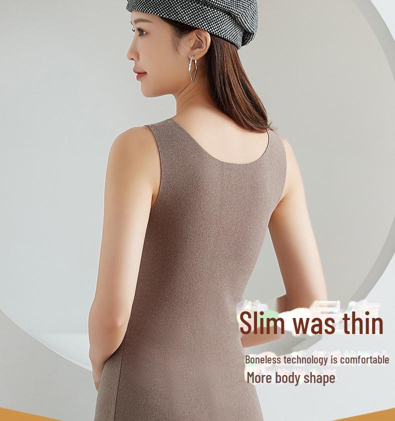 Бесшовный утепленный цельный жилет из немецкого бархата с отделкой без чашек для осени/зимы.