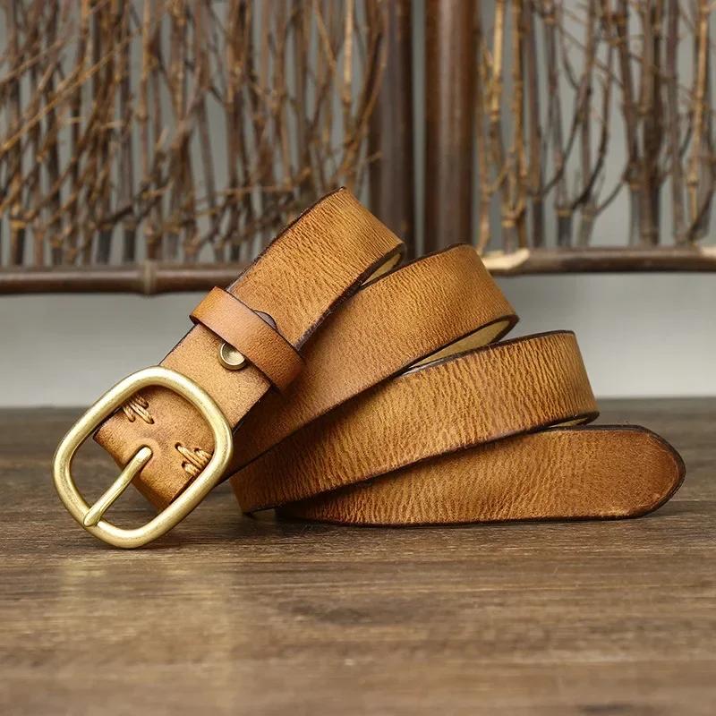 2.8 см женские ремни из натуральной кожи высокого качества из натуральной кожи для женщин с латунной пряжкой, ковбойский поясной ремень класса люкс от дизайнера