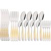 Gold with Silver Tableware Set Stainless Steel Cutlery Set 20Pcs Knife Forks Tea Spoon Dinnerware Kitchen Silverware Set