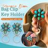 1/2Pcs Turquoise Inlaid Keychain Flower Shape Natural Stone Inlay Design Keychain Bag Clip Holder Bag Backpack Accessories