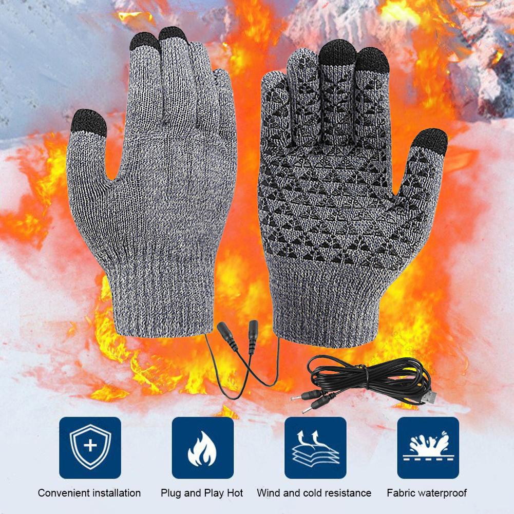 USB Heated Gloves for Outdoor Riding Climbing Skiing Motorcycle Gloves Touch Screen Mitten Winter Thermal Electric Heated Gloves