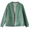 Women's Spring and Autumn Short Solid Color Jacket Loose Zipper Round Neck Casual Baseball Apparel