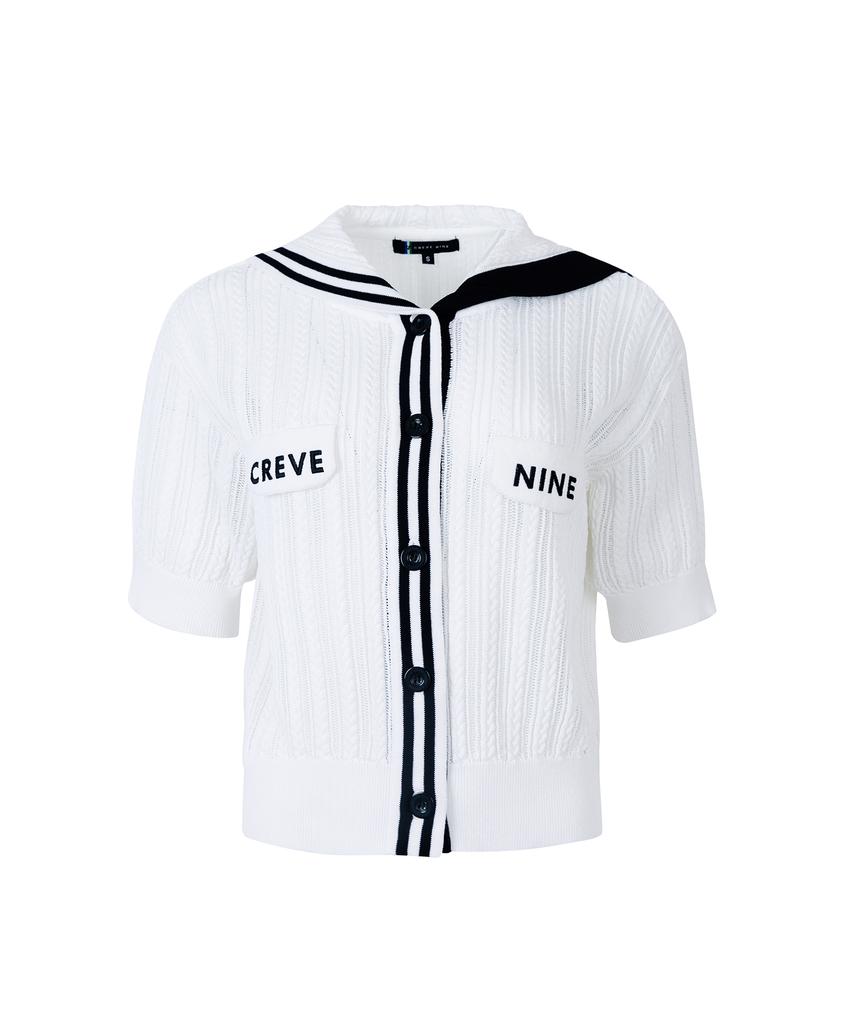 CREVE9 Crop Short Sleeve Cardigan Wh