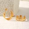 Trendy 18K Gold Irregular Titanium Steel Multi-Layer Earrings for Women