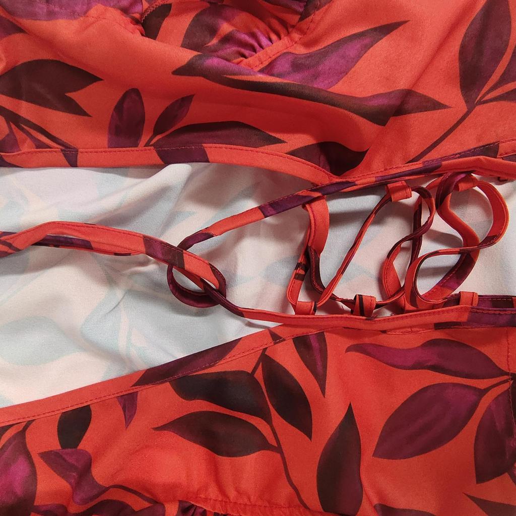 Летние женские платья с принтом и круглым вырезом, длинные платья с рюшами по подолу