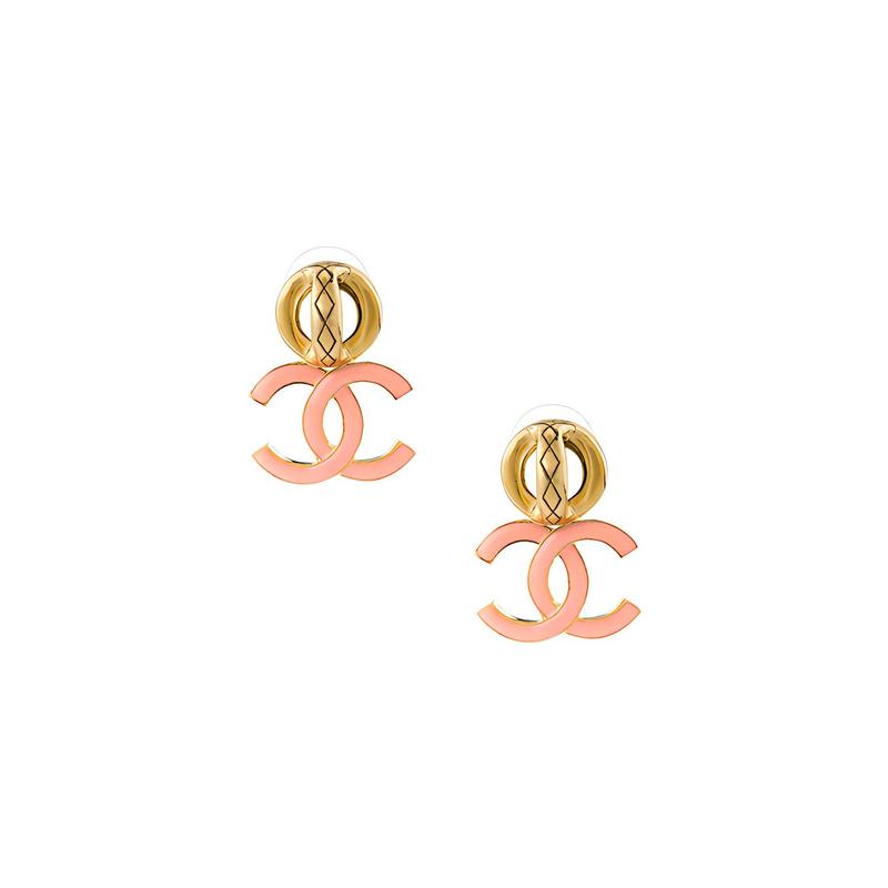 Chanel Серьги из металла и смолы розовые