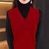 Тонкий большой V-образный вырез без рукавов внутренний свитер свободный трикотажный жилет свитер