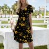 Женское модное повседневное короткое платье с принтом и V-образным вырезом с коротким рукавом