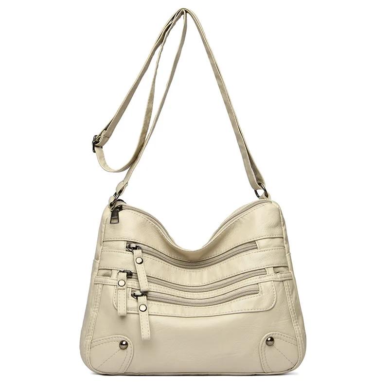 Женская новая сумка через плечо из мягкой кожи, модная и универсальная, двухслойная, корейская, большая вместительная сумка для поездок на работу