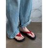 Flip-flops Shoes for Women's Summer Wear New Flat-bottomed Leisure Vacation Seaside Beach Pinch Foot Cold Slippers