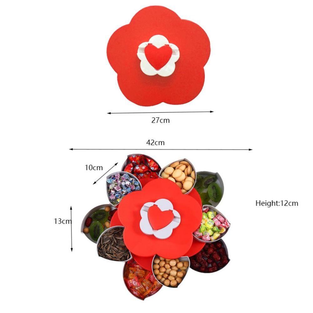 2-layer Snack Tray with Phone Holder Jewelry Organizer Creative Rotating Petal Candy Box Entertain