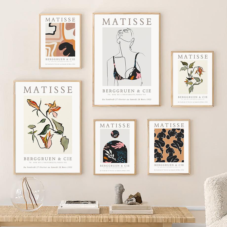 Retro Abstract Matisse Sexy Girl Flower Wall Art Canvas Painting And Prints Nordic PostersWall Pictures For Living Room Decor