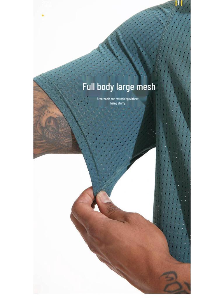 Мужская спортивная футболка из ледяного шелка с быстрой сушкой - Дышащая, Влагоотводящая, С коротким рукавом, С круглым вырезом.