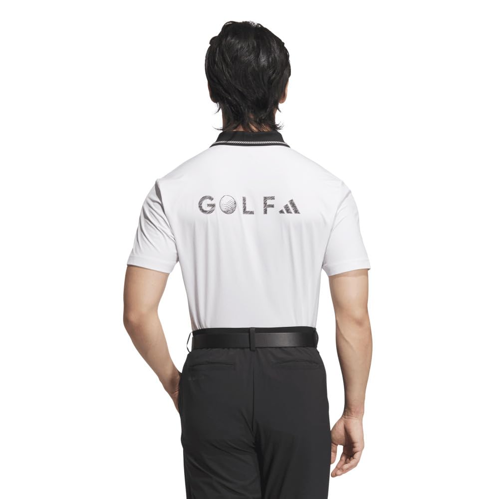 Adidas Гольф Гольф Графика на спине Футболка-поло с коротким рукавом для белых мужчин,