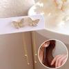 2P Earrings S925 Drop Cubic Butterfly T0400 Gold Earrings Fashion Earrings Birthday Gift Jewelry