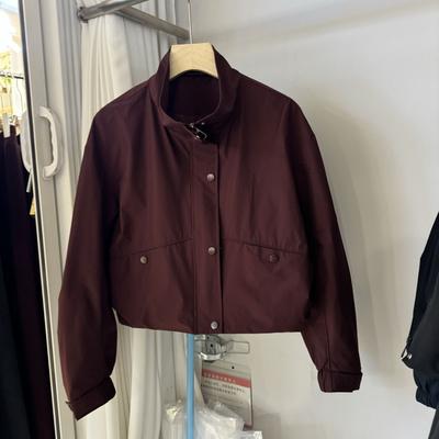 Женский универсальный модный повседневный топ-жакет с коротким длинным рукавом, однотонный, со стойкой, свободного кроя