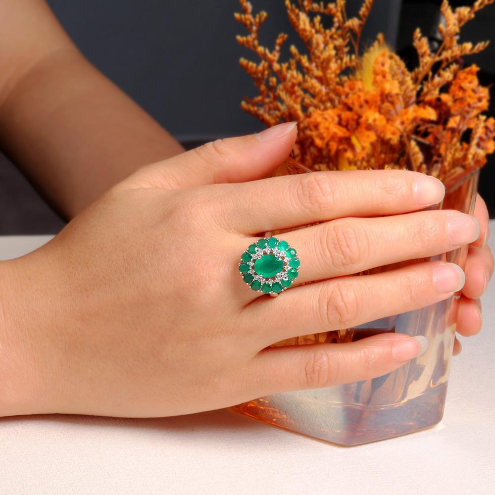 Модное потрясающее серебряное кольцо S925, натуральный зеленый агат, успокаивающий драгоценный камень, свет, роскошные украшения для женщин, помолвка, банкет, фестиваль, подарок