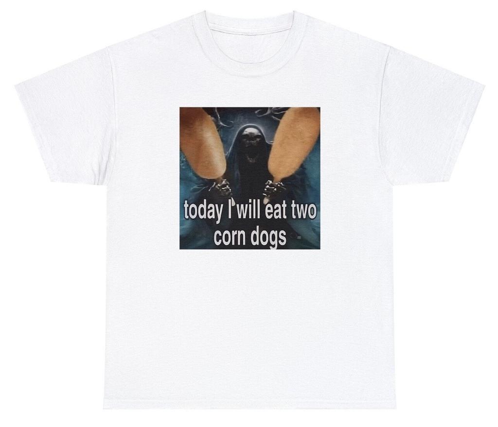 Women's Graphic Tee Today I Will Eat 2 Corndogs T Shirt Funny Ironic Skeleton Dark Humor Meme Tee,Unisex,gift,Top