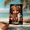Custom Name Ultra-Soft Beach Towel with Cow Theme,Ideal for Pool - Camping, Diving - Perfect Travel Essential, Vibrant Beach Towel.