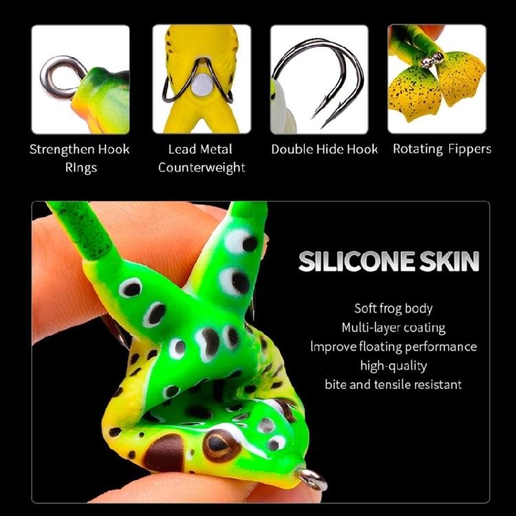 3Pcs Soft Fishing Lures Propeller 3D Fishing Baits Frogs Topwater Swimming Lures Double Hook Frogs Baits Artificial Baits