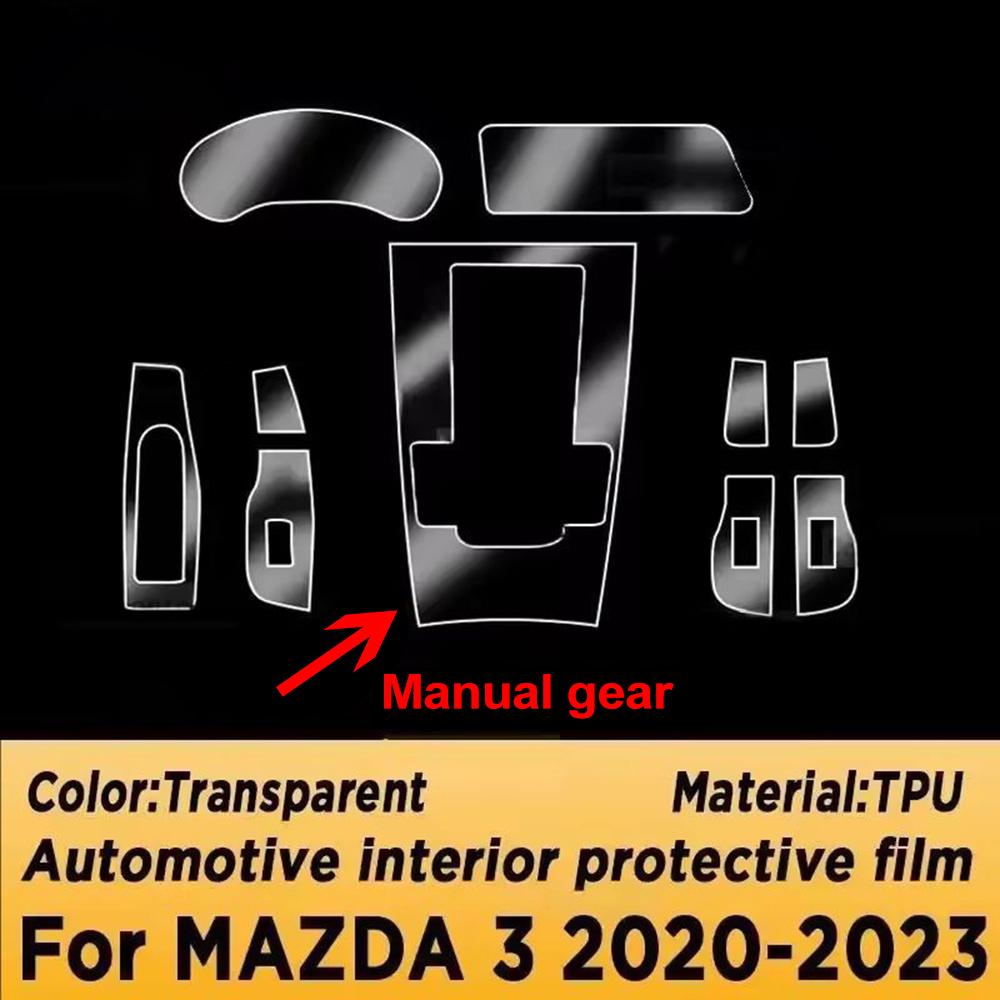 Пленка для салона автомобиля для Mazda 3 2019-2025 Панель приборов Пиано-панель Центральная консоль переключения передач Антицарапающая Прозрачная TPU Заранее вырезанная пленка