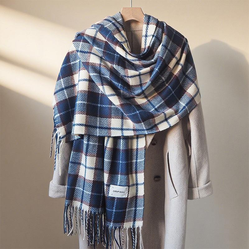 Autumn and Winter New Fashion Korean Striped Student Scarf Shawl Dual Purpose Women's Outer Wear Warm and Skin Friendly Scarf
