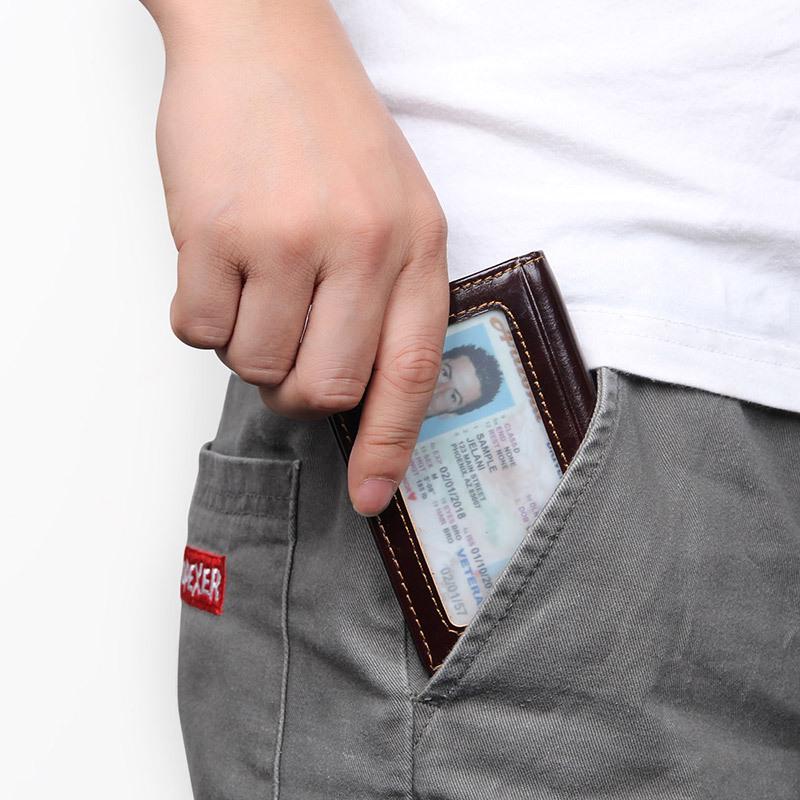 Jiameida Винтажный Кожаный RFID Защита от Кражи Унисекс Кошелек для Монет и Карт