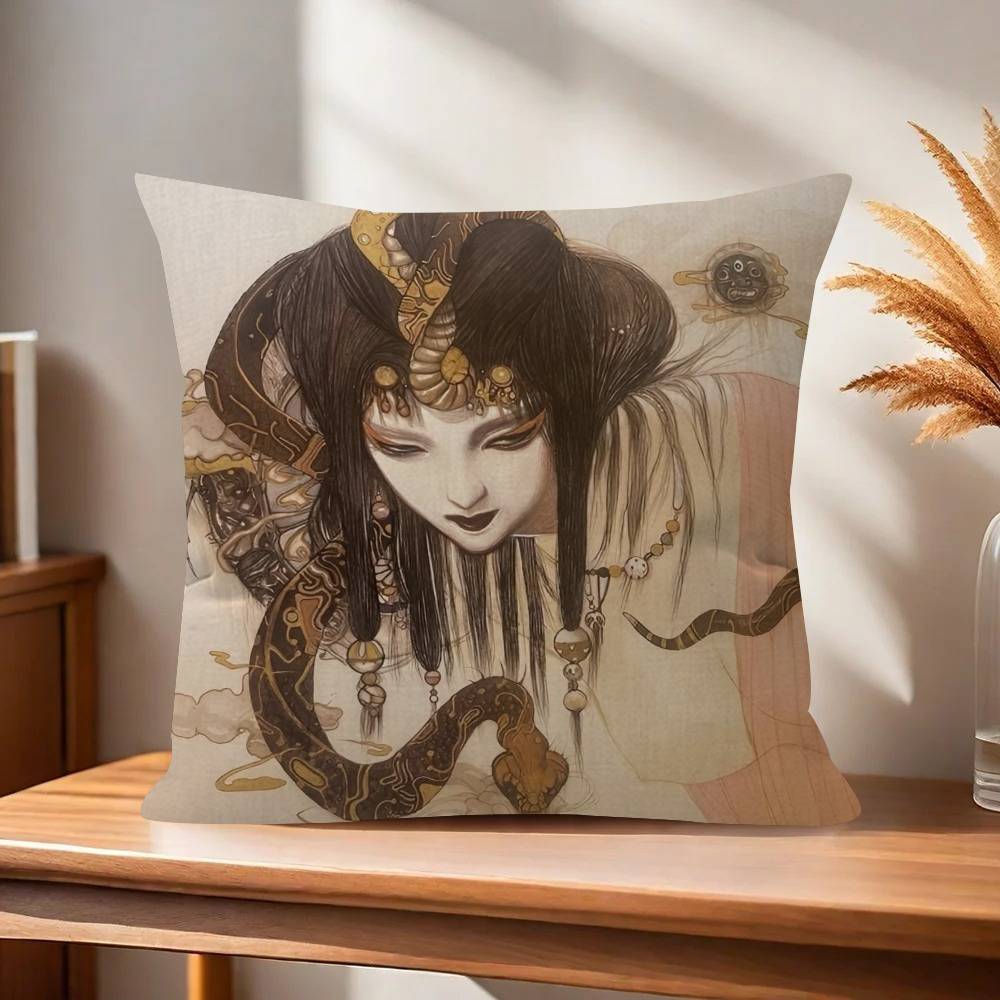 Painting YYoshitaka Amano Art Pillow Gift Home Office Decoration Bedroom Sofa Car Cushion Cover case x