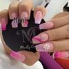 Наклейки для ногтей Daisy Purple-Red Color Block Wave с гелевым клеем