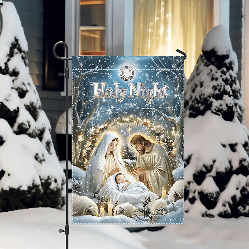 Holy Night Christmas Garden Flag - Double-Sided, Polyester, Outdoor Yard Decor