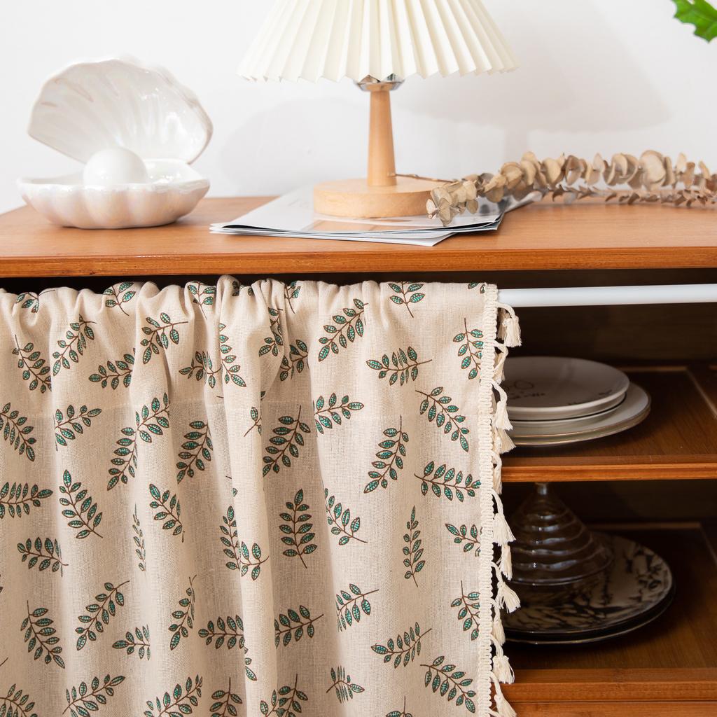 Small Fresh Non-Punching Coffee Curtain, Kitchen Through Pole Type Half Curtain, Bedroom Floating Curtain Printing Half Door Curtain