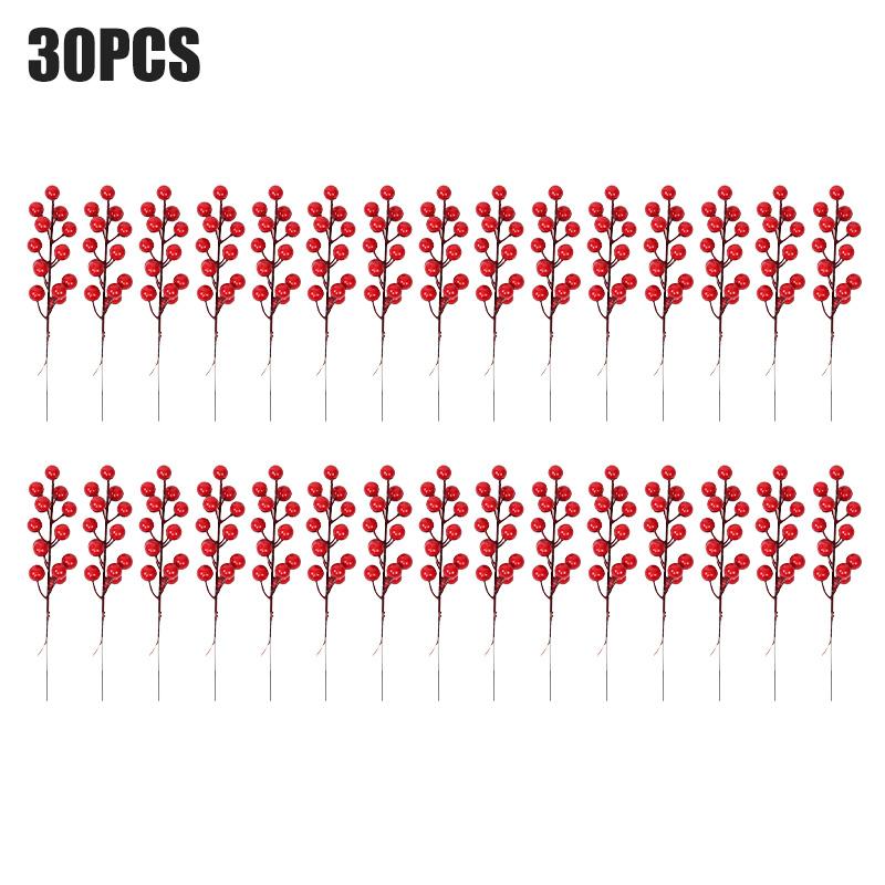 200PCS Christmas Decoration Red Fruit Simulation Flower Decor Garland Gift Flower Arrangement DIY Christmas Tree Berry Branches