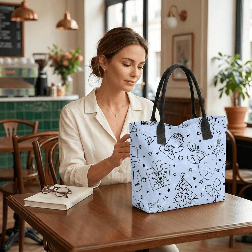 Cute Christmas Tote Bag Casual Winter Handbag for Daily Use