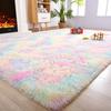 Soft Fluffy Rainbow Rugs for Girls Bedroom Shaggy Kids Playroom Home Decor Mat Colorful Plush Nursery Cute Fuzzy Carpet