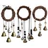Door Knob Witch Bell Home Protection Handmade Hanging Brass Bell Wishing Bottle Rattan Wreath Witchcraft Door Hanger Wicca Wind Chime Decoration
